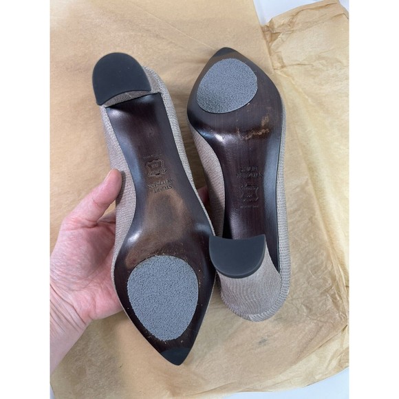 Stuart‎ Weitzman Grey Textured Suede Pointed Square Toe Pumps 3” Women’s Sz 7.5 - Picture 7 of 12
